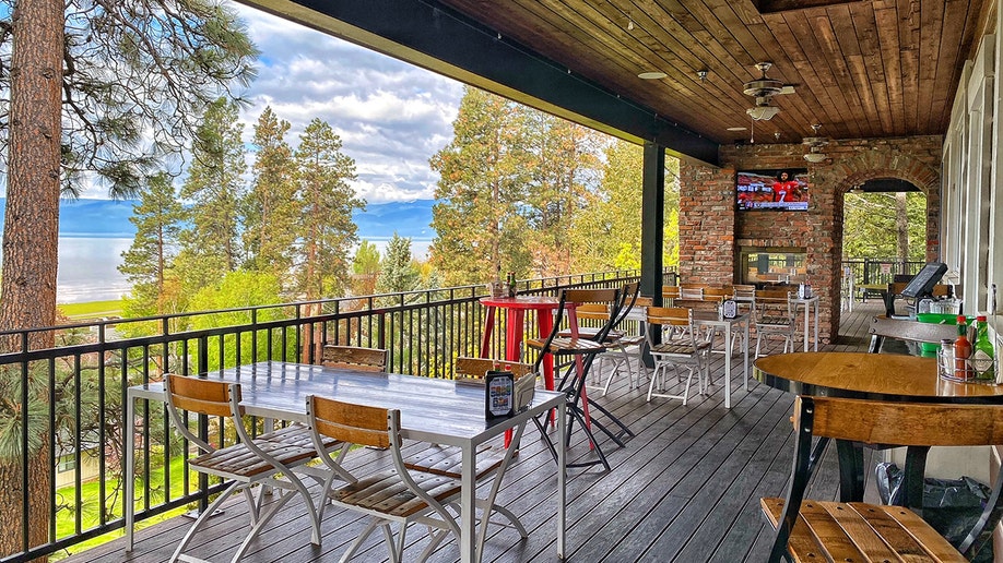 Flathead Lake Brewing Co. & Pubhouse deck with view