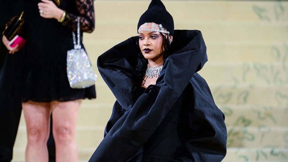Rihanna at the 2021 Met Gala wearing Balenciaga