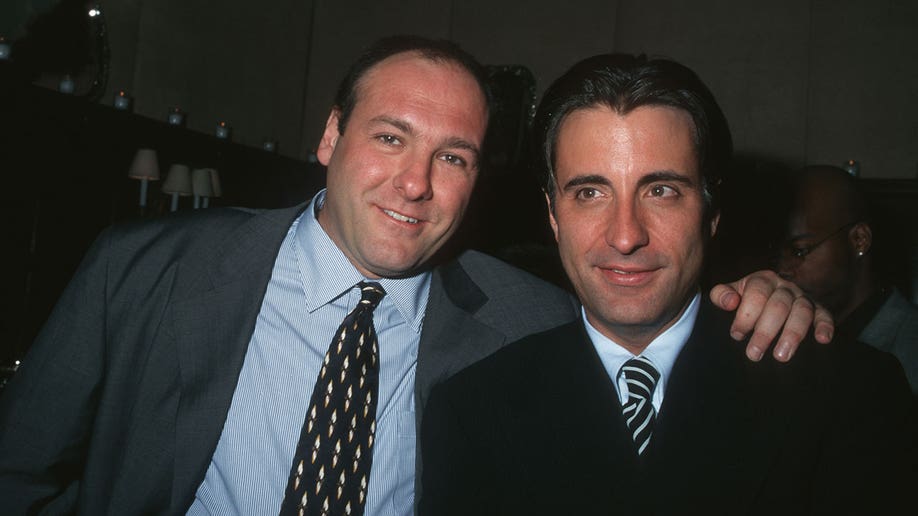  Young James Gandolfini with Andy Garcia at the "Night Falls on Manhattan" premiere in 1997