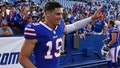 FILE - Buffalo Bills punter Matt Araiza waves to fans after a preseason NFL football game against the Indianapolis Colts in Orchard Park, N.Y., Saturday, Aug. 13, 2022.