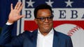 Hall of Famer Pedro Martinez is introduced during the Baseball Hall of Fame induction ceremony at Clark Sports Center on September 08, 2021 in Cooperstown, New York.