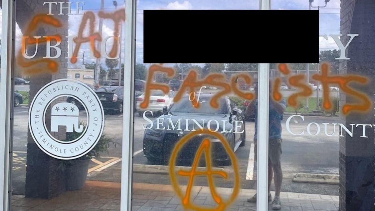 Graffiti at the headquarters of the Seminole County GOP