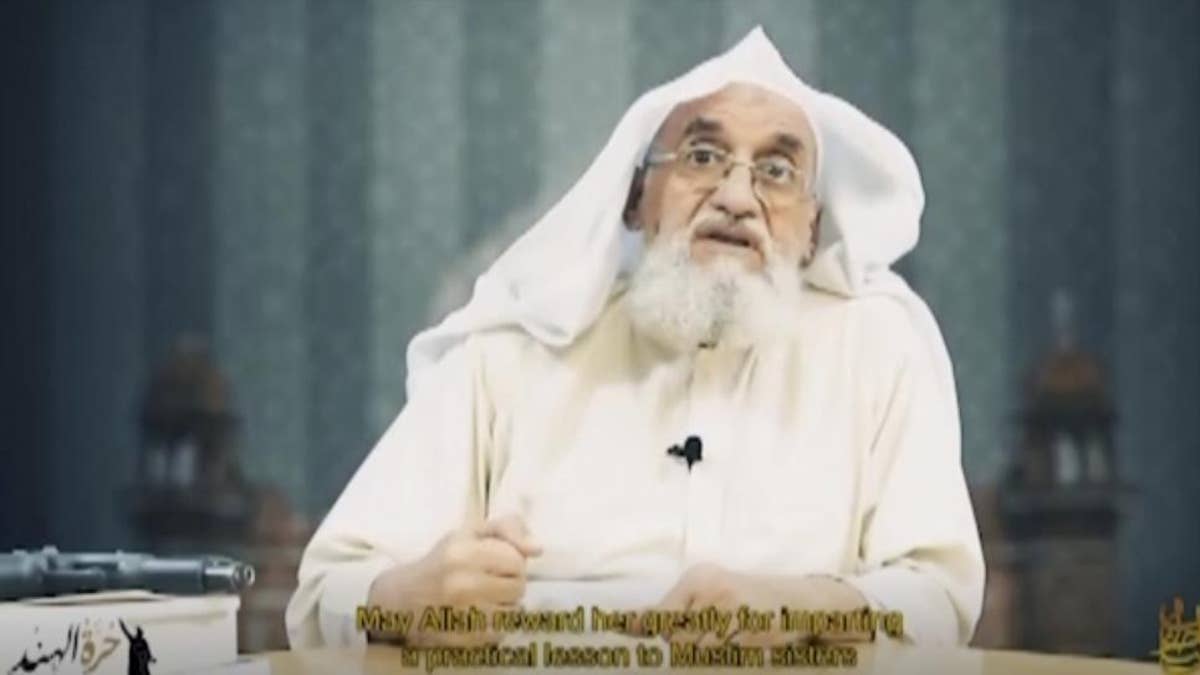 Al Qaeda leader Ayman Al Zawahiri speaks in a filmed address