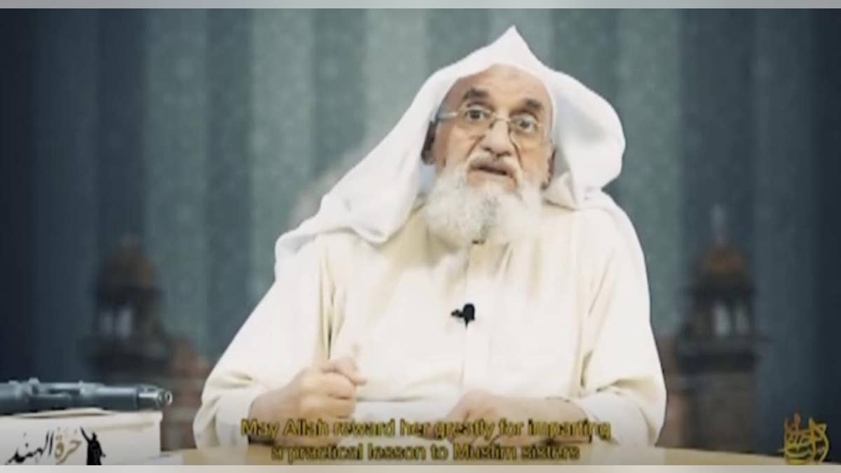 Al Qaeda leader Ayman Al Zawahri speaks in a filmed address