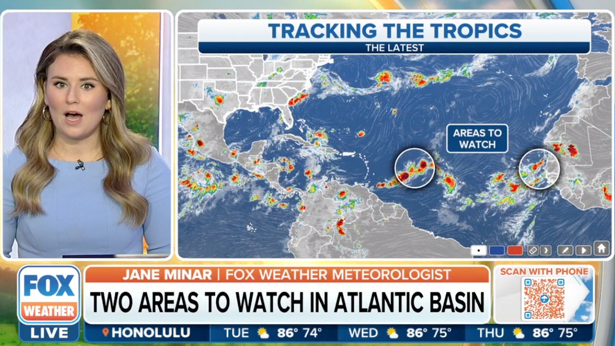 Fox weather anchor tracking a tropical storm