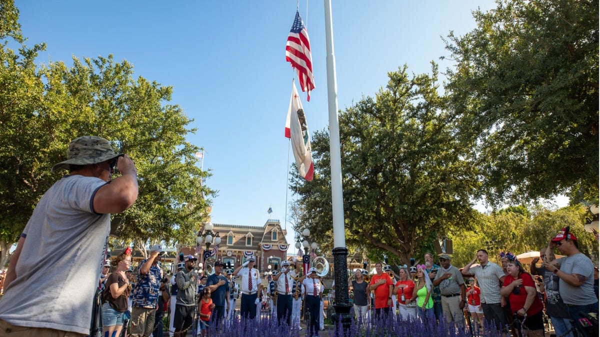 American flag raised at half-staff