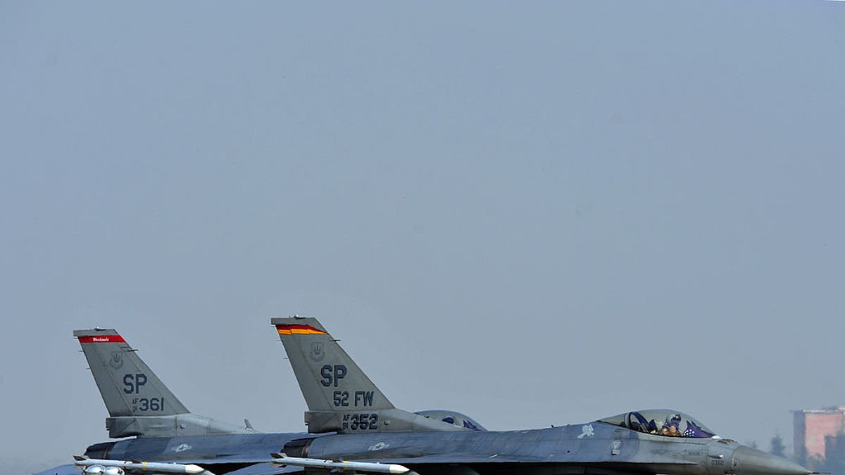 F-16 fighter jets at Aviano Air Base in Italy