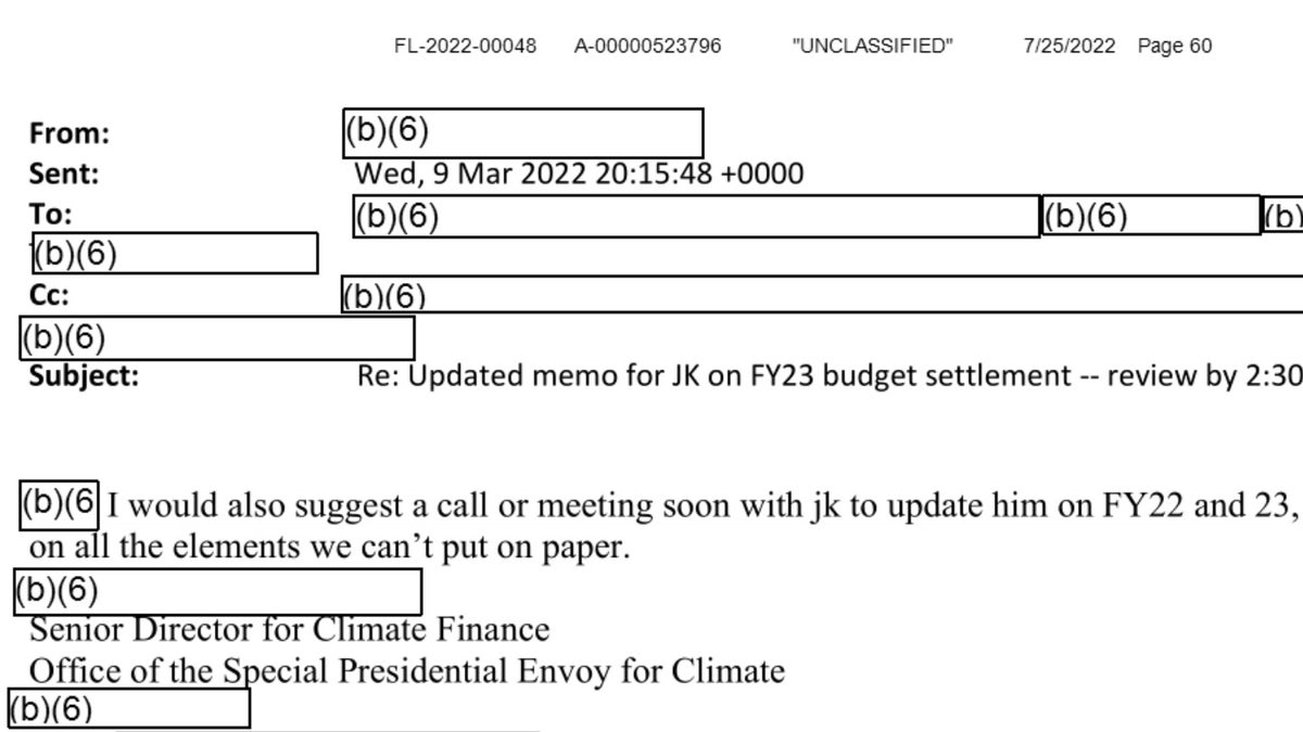 A senior official in Kerry's office suggests a budget briefing over the phone or in person to discuss "all the elements we can’t put on paper." (Protect the Public’s Trust)