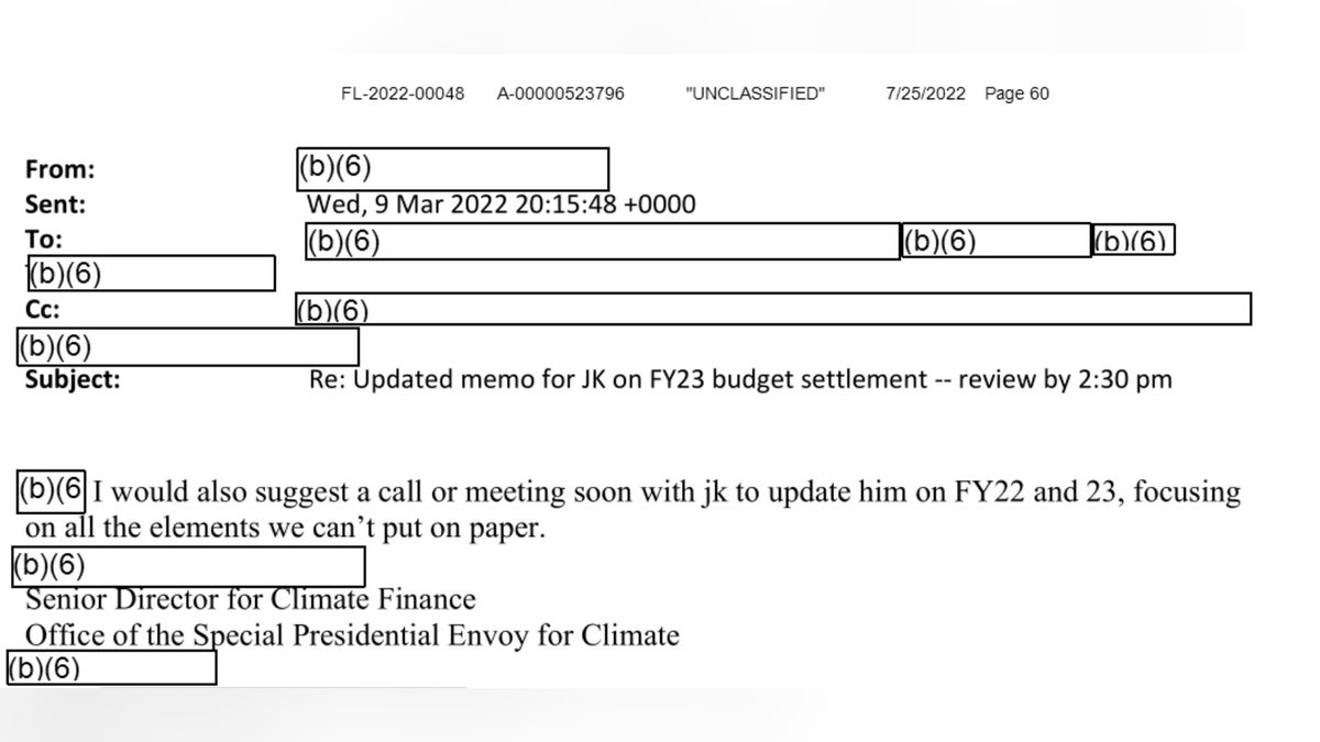 A senior official in Kerry's office suggests a budget briefing over the phone or in person to discuss "all the elements we can’t put on paper." (Protect the Public’s Trust)