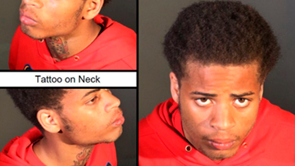 Photos of James Howard Jackson and his neck tattoo at different angles