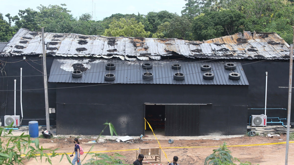 Exterior damage from Thailand nightclub fire