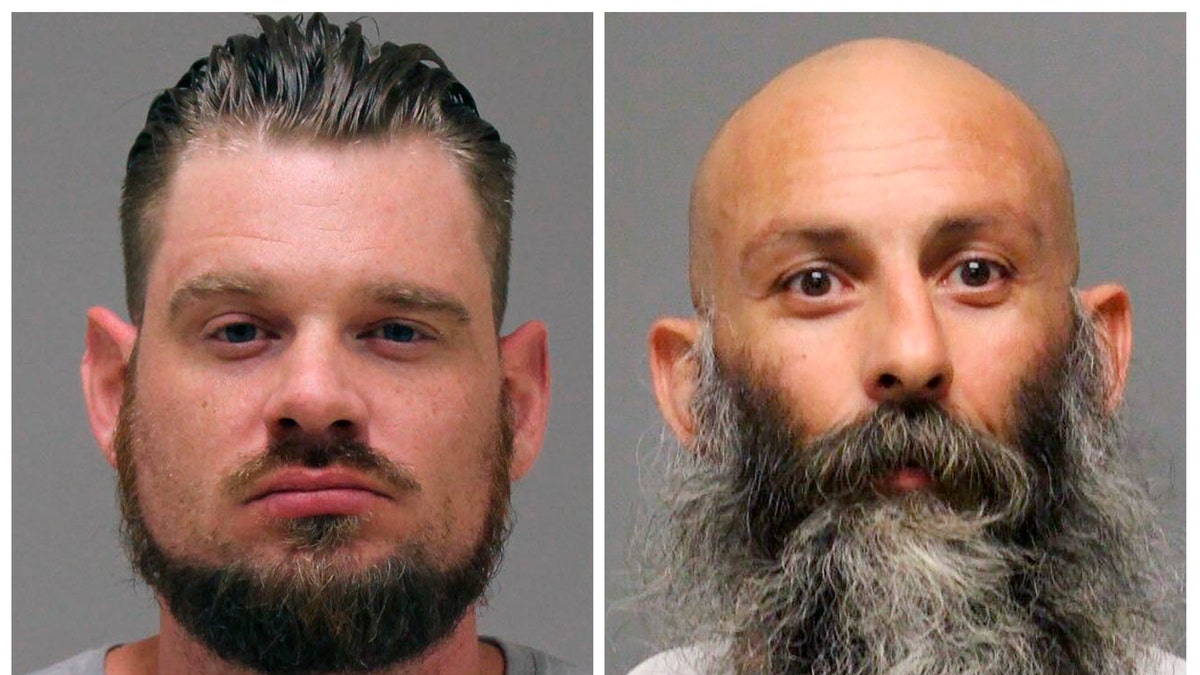 Delaware Department of Justice, respectively, shows Adam Dean Fox, left, and Barry Croft Jr