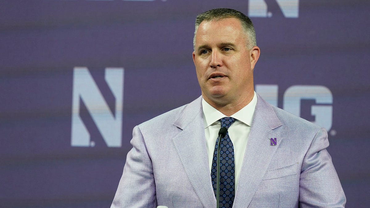 Pat Fitzgerald speaks to reporters at Big Ten Media Days