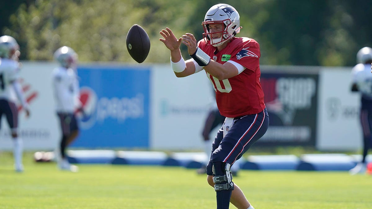 Patriots quarterback Mac Jones at Tuesday's joint practice