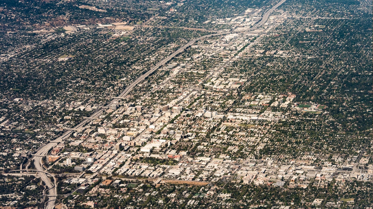 Aerial view of residential neighborhood