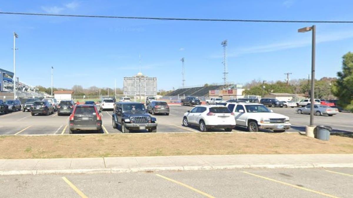 Street view of football field at Alamo Heights High School in San Antonio