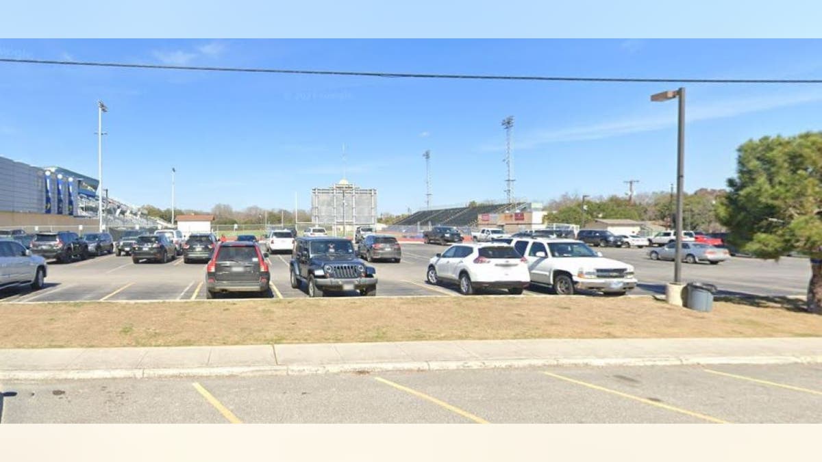 Street view of football field at Alamo Heights High School in San Antonio