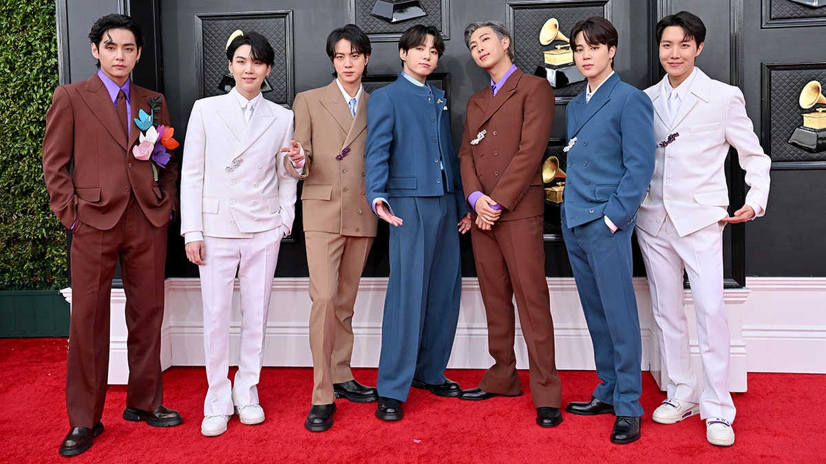 BTS members at Grammys