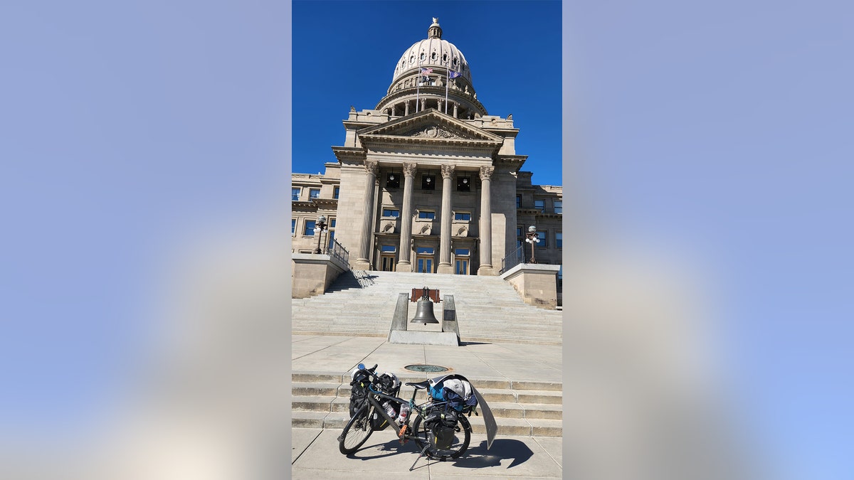 Bob's bike in front of the Idaho capitol