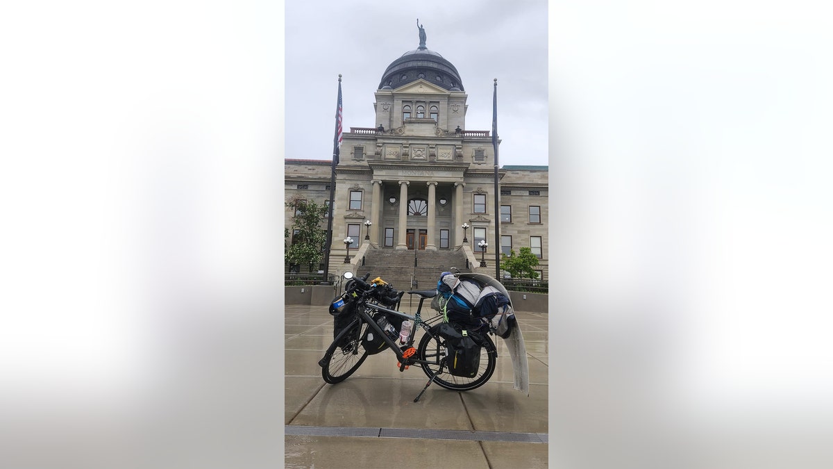 Bob's bike in front of Montana capitol building