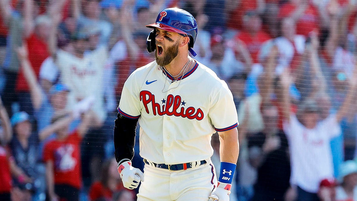 Bryce Harper celebrates