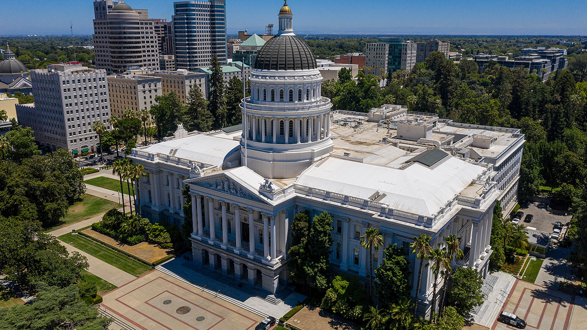 California state capitol seen from aerial shot