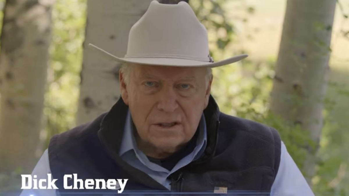 Dick Cheney appears in Wyoming political ad wearing cowboy hat