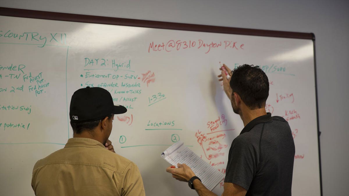 FBI Chattanooga agents write on white board