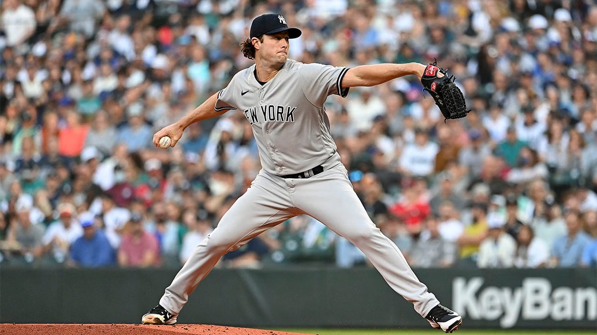 Gerrit Cole throws pitch