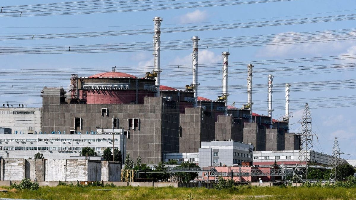 imposing brick buildings at six power centers of Zaporizhzhia Ukraine Nuclear power plant