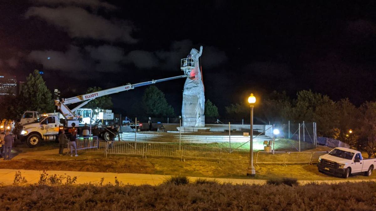 Statue taken down