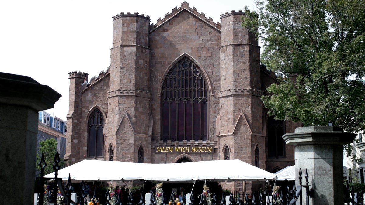 The outside of the Salem witch trial museum, a building like a gothic castle