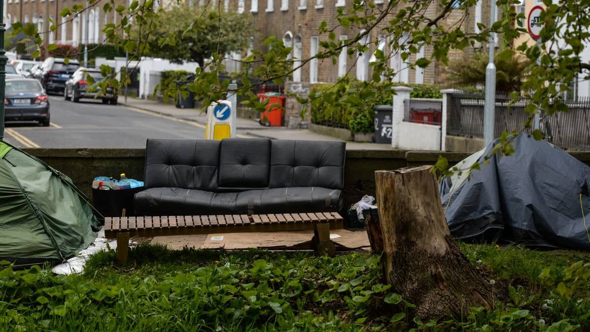 Homeless encampment during COVID-19 lockdowns in Dublin, Ireland