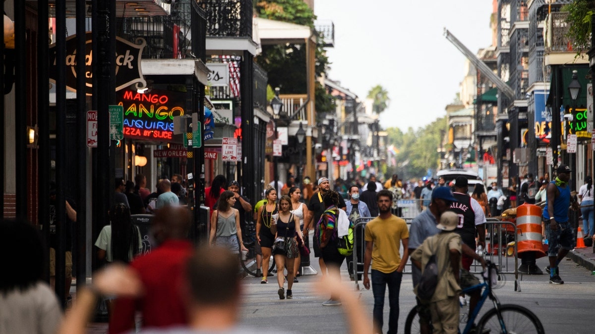 A busy Bourbon Street in New Orleans