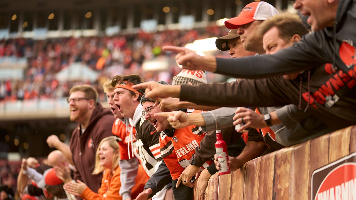 Browns fans cheer in the stands