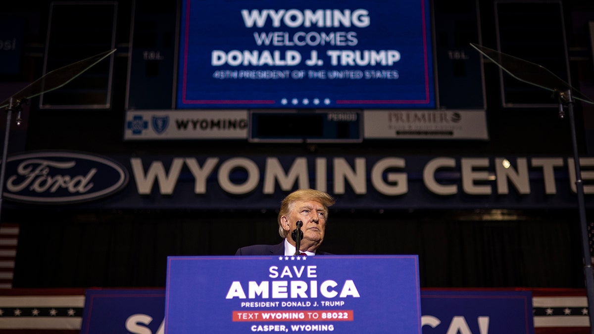 Donald Trump during a campaign event in Wyoming