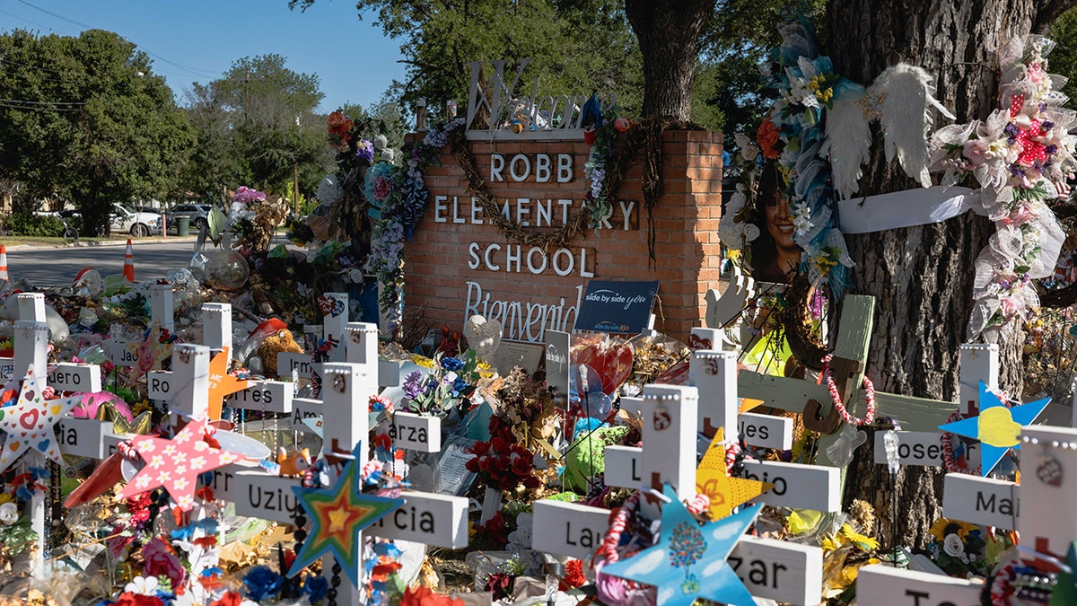 uvalde memorial with crosses