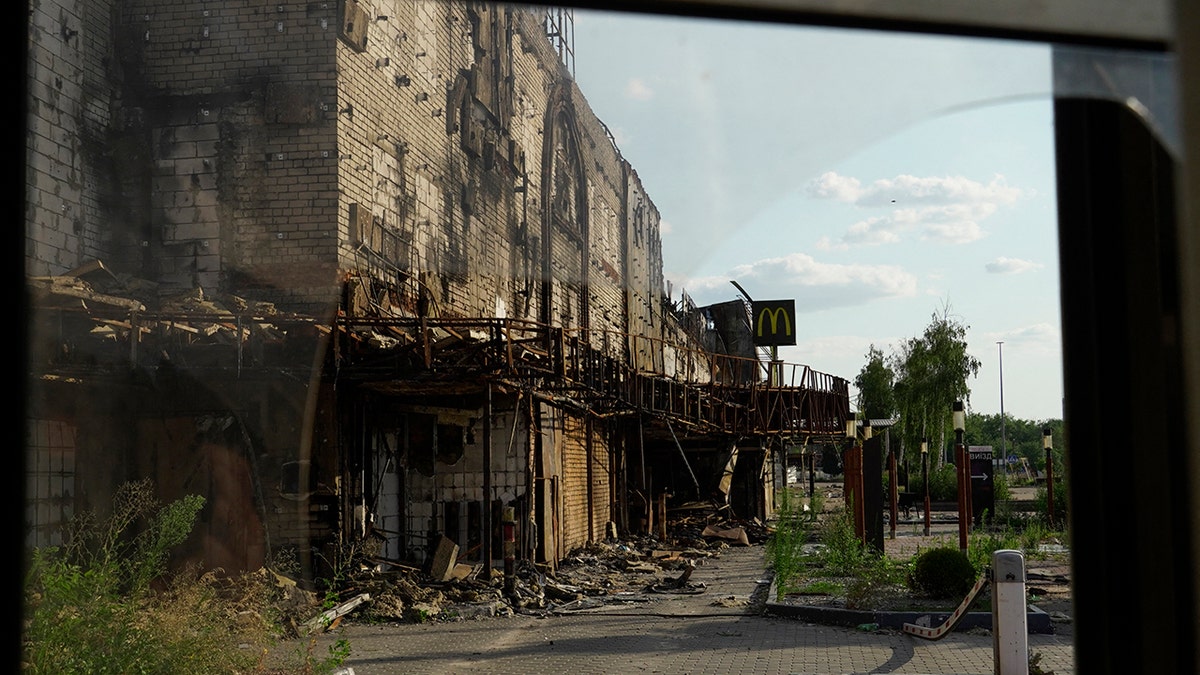 A damaged building in Kherson, Ukraine