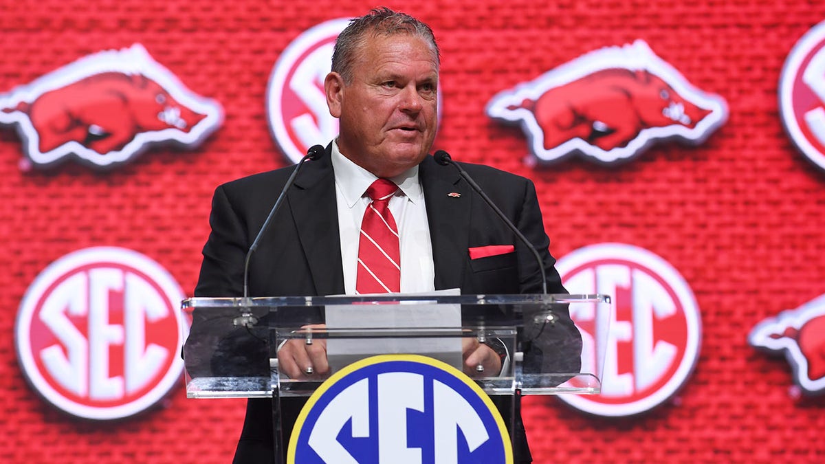 Arkansas head coach Sam Pittman at SEC Media Days