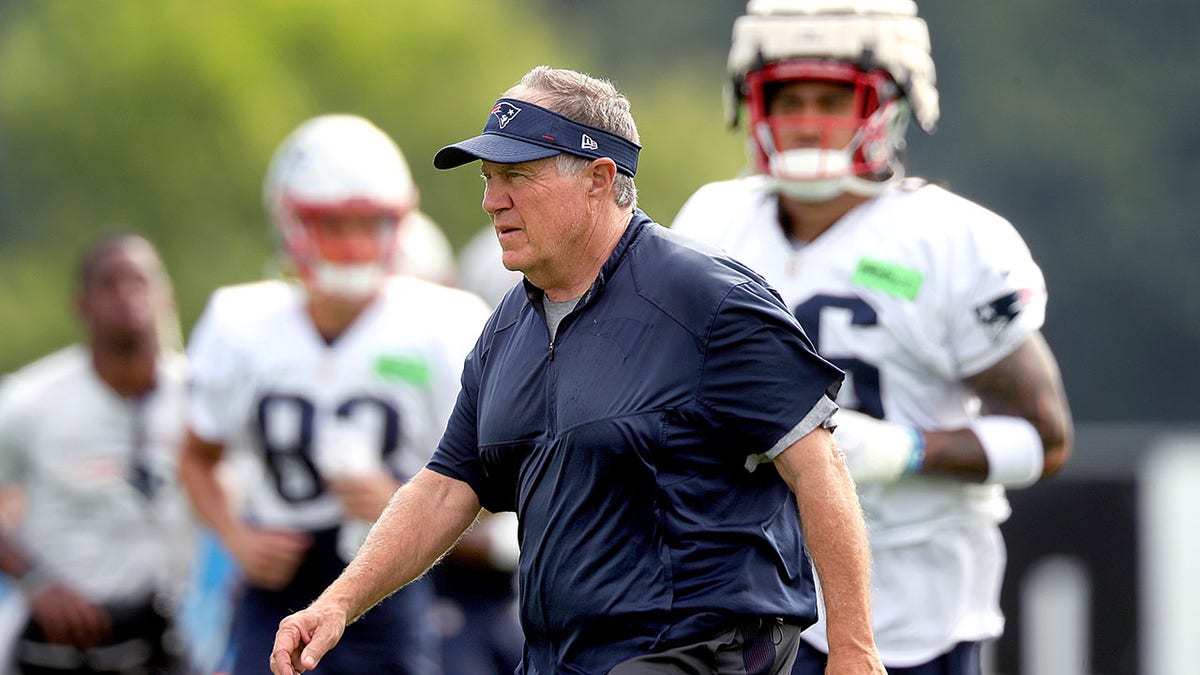 Patriots coach Bill Belichick at training camp