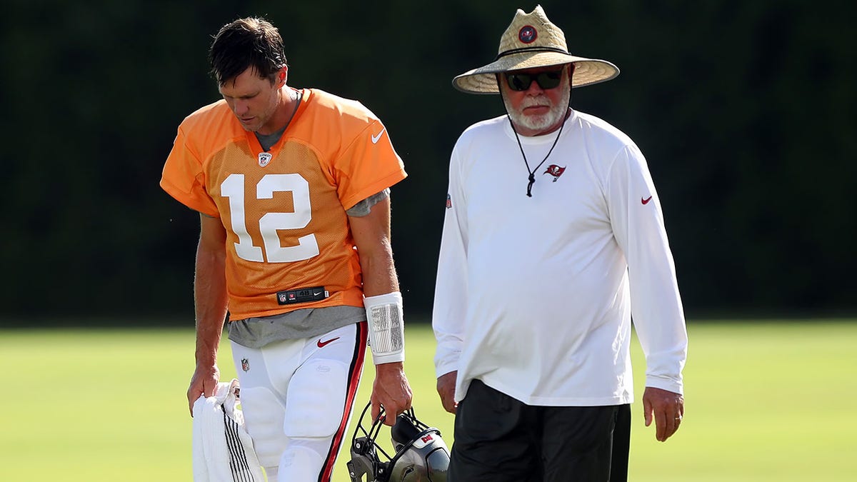 Tom Brady and Bruce Arians speak at training camp