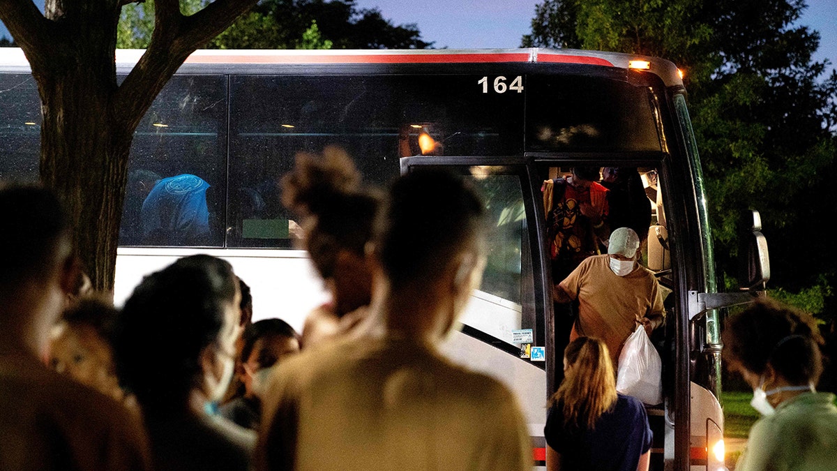 Migrant bus from Texas arrives in Washington DC near US Capitol