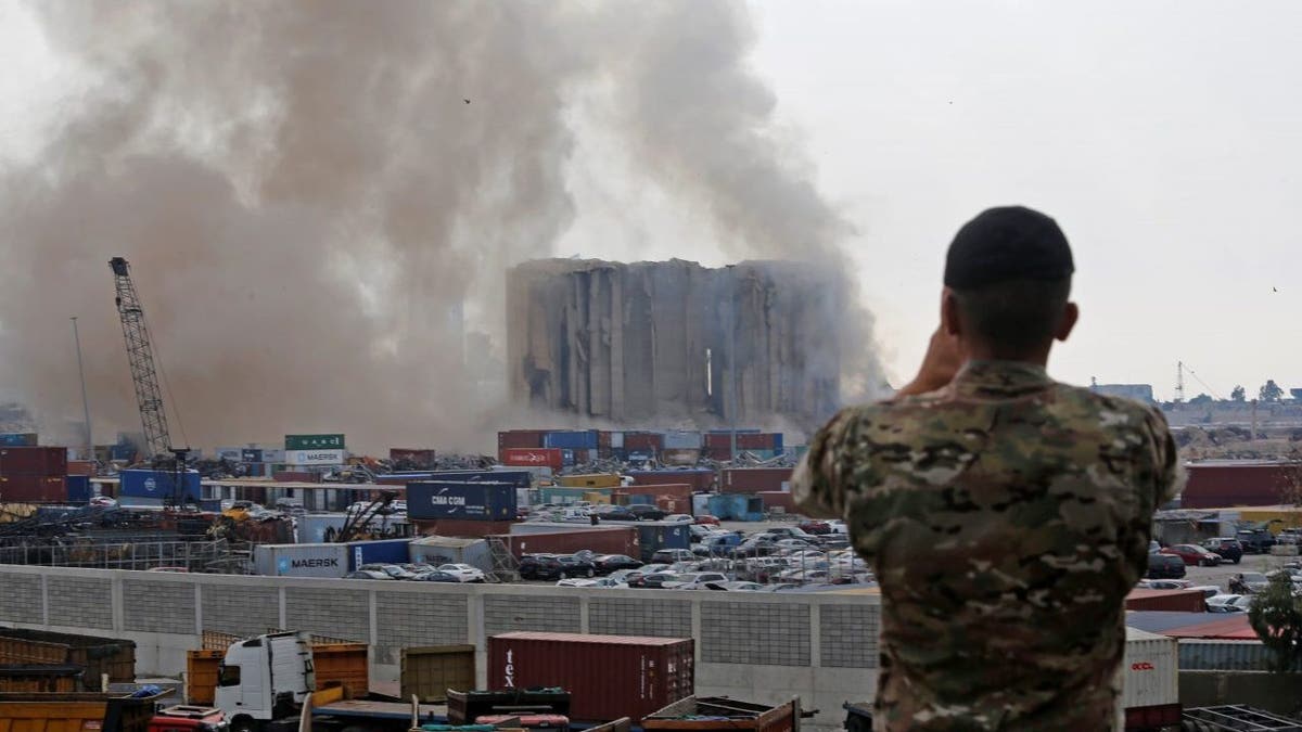 Beirut port silos smoking