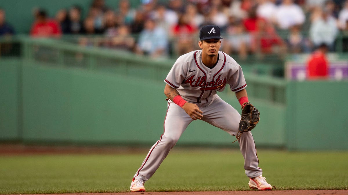 Vaughn Grissom at second base in his MLB debut