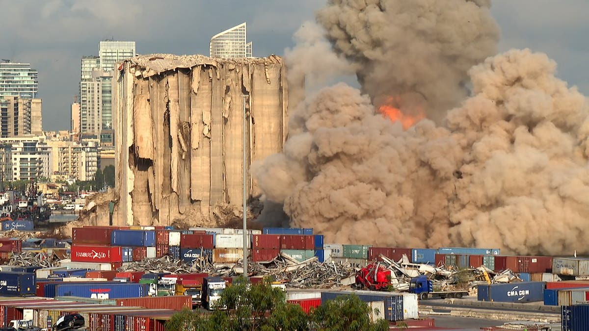 Beirut smoke seen after silo section collapses