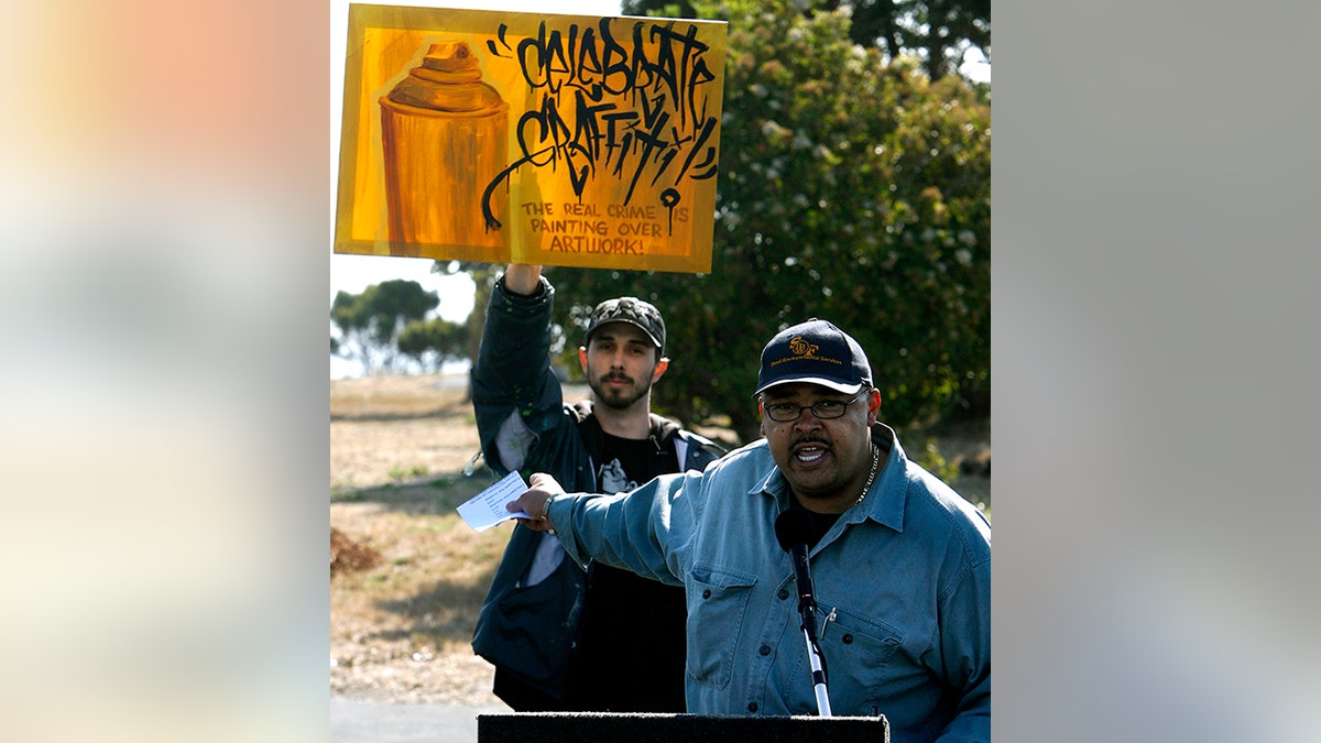 Mohammed Nuru at graffiti protest