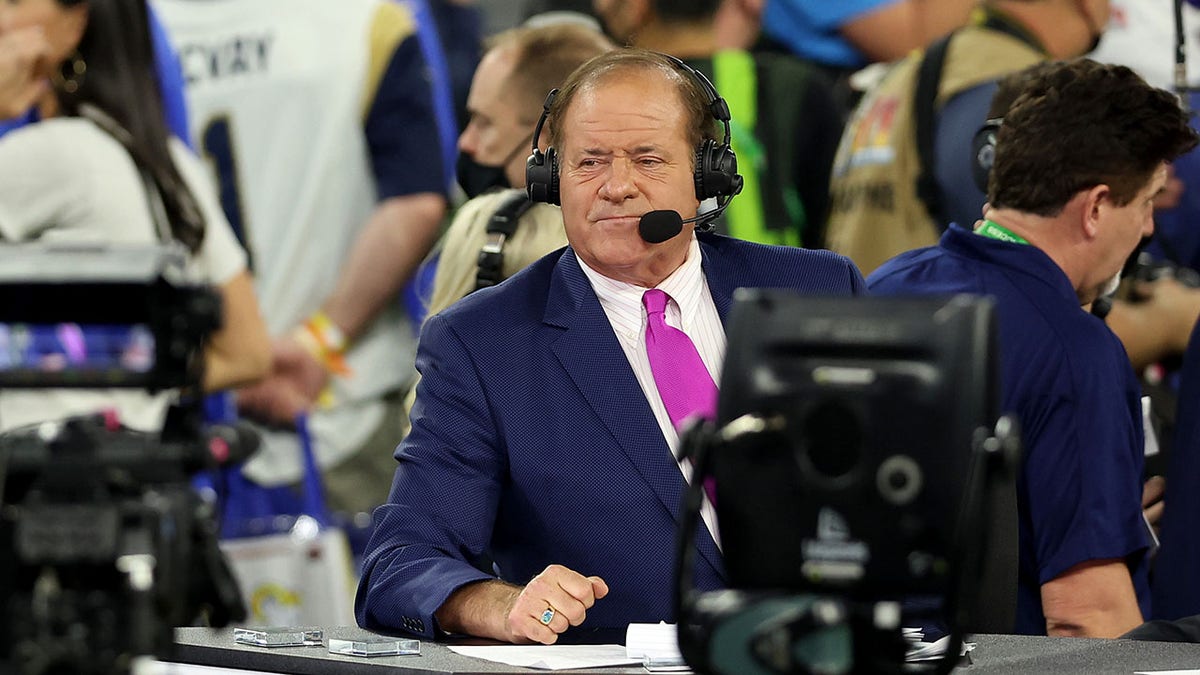Chris Berman looks on at Super Bowl LVI
