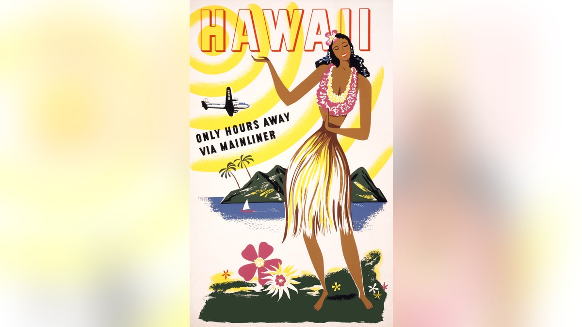 hawaii vintage vacation poster