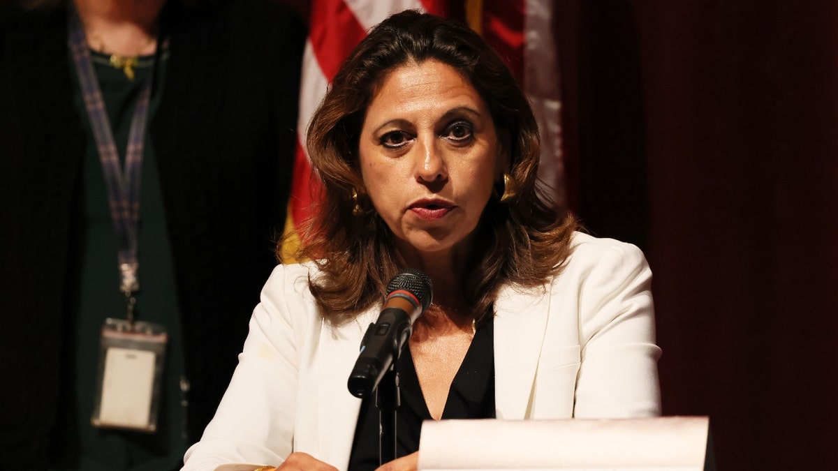 Christina Mitchell Busbee, 38th Judicial District Attorney, speaks during a press conference about the mass shooting at Uvalde High School on May 27, 2022 in Uvalde, Texas.