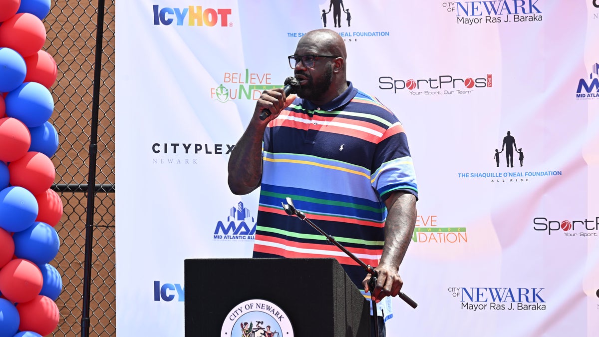 Shaquille O'Neal speaks at The Shaquille O'Neal Foundation